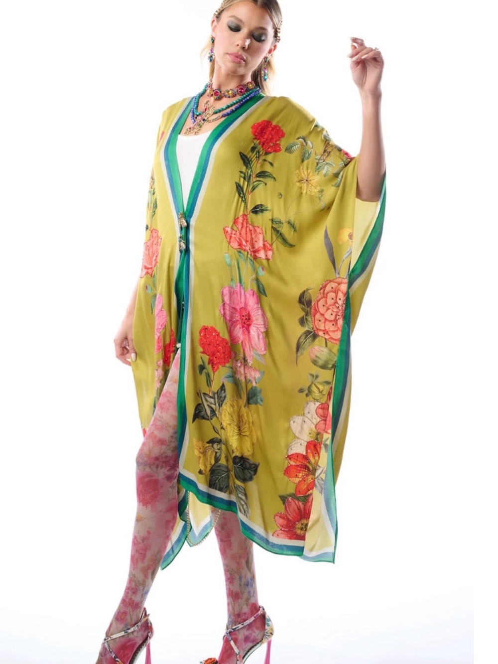 French Riviera Hand-Beaded Kimono by Aratta, NWT